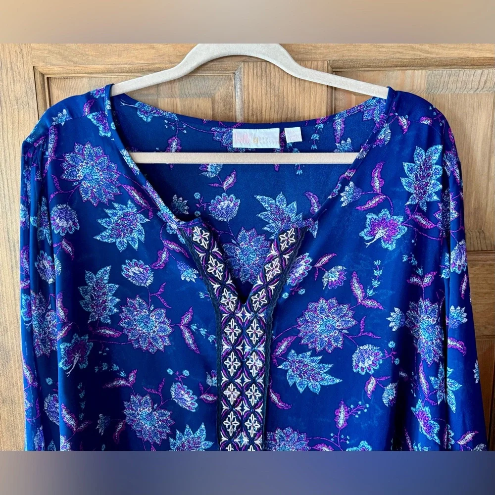 Belle by Kim Gravel Flutter Sleeve Floral Blouse - Size 3X - Picture 6 of 15
